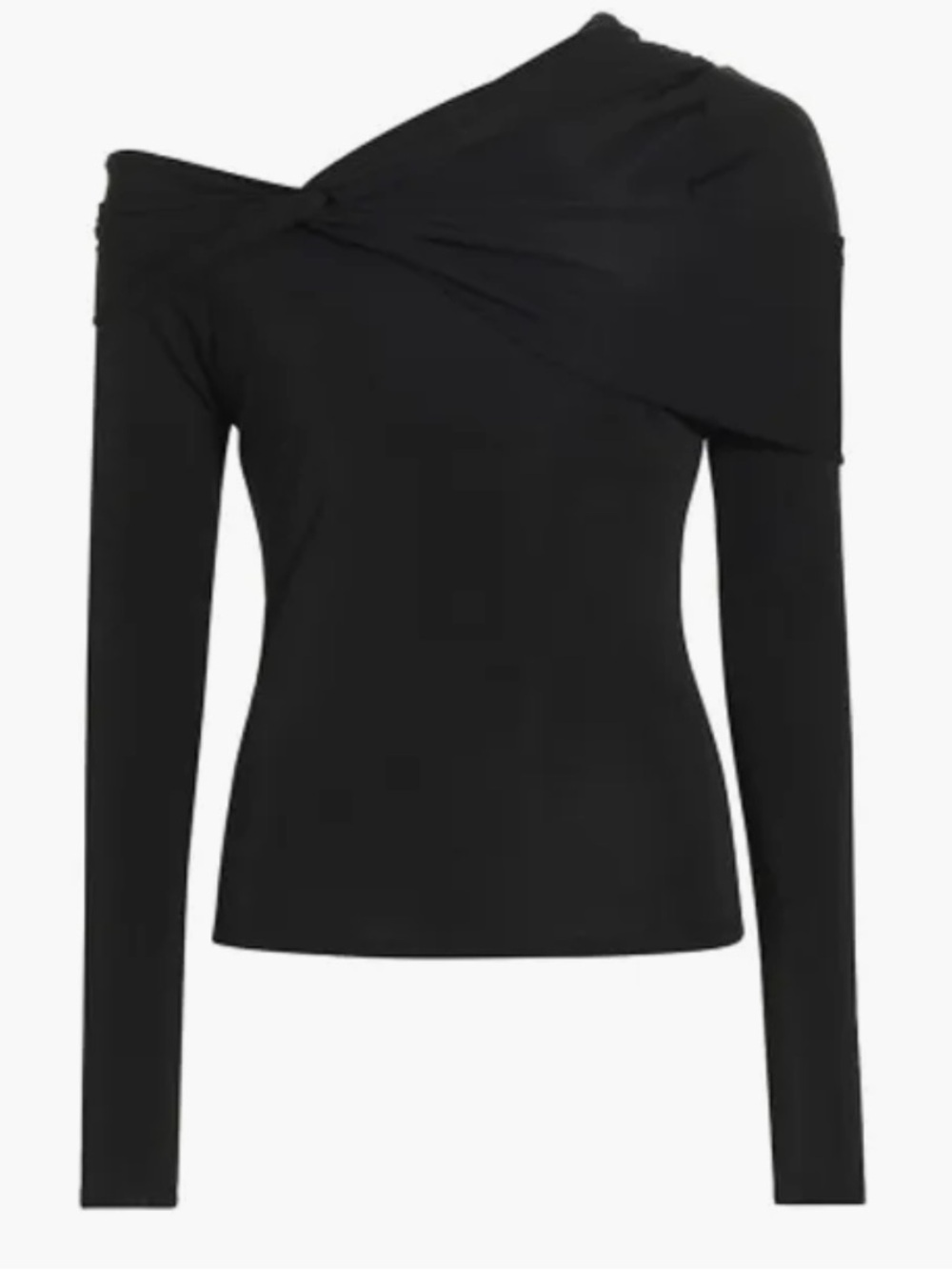 Cinq à Sept Zaya One Shoulder Top Black Draped Asymmetrical Long Sleeve Size XS